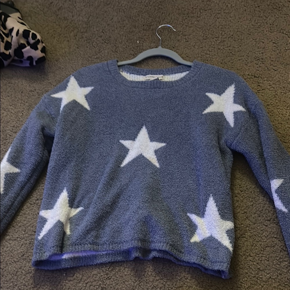 Sincerely Jules Blue and White Star Crew Neck Sweater